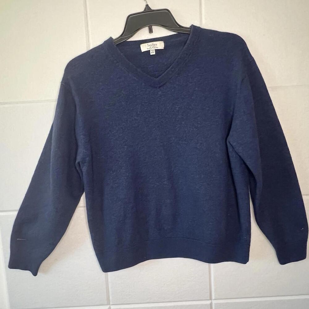 Turnbury Men’s 100% Extra Fine Merino Wool Pullover Polo Sweater Blue Men’s XXL